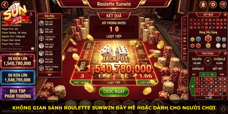 Không gian sảnh Roulette Sunwin đầy mê hoặc dành cho người chơi
