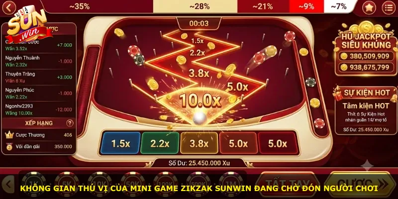 Không gian thú vị của mini game Zikzak Sunwin đang chờ đón người chơi