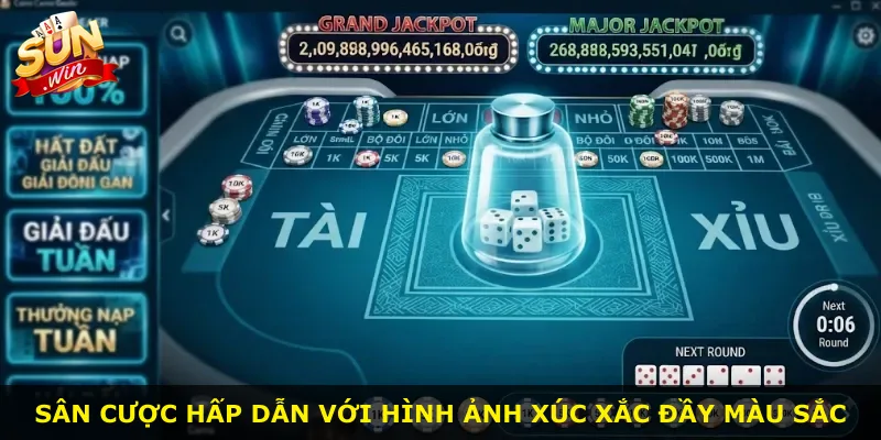 Sân cược hấp dẫn với hình ảnh xúc xắc đầy màu sắc